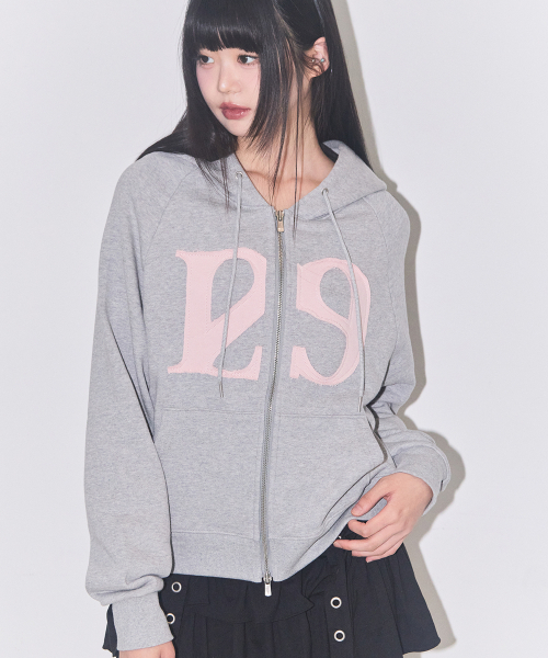 129 Logo Patch Hood Zip-Up Light Gray（パーカー）｜ILLIGO（イリゴ