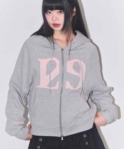 セール】129 Logo Patch Hood Zip-Up Light Gray（パーカー）｜ILLIGO