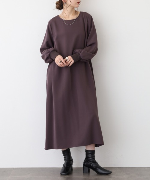 EGLANTINE(エグランティーヌ)の「EGLANTINE ワンピース 長袖(ワンピース・レディース・ブラック/ダークブラウン/ローズ/モカ・40)」の4枚目の写真