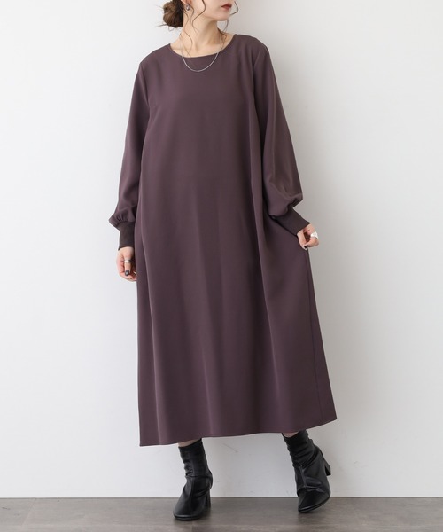 EGLANTINE(エグランティーヌ)の「EGLANTINE ワンピース 長袖(ワンピース・レディース・ブラック/ダークブラウン/ローズ/モカ・40)」の5枚目の写真