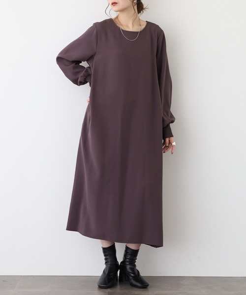EGLANTINE(エグランティーヌ)の「EGLANTINE ワンピース 長袖(ワンピース・レディース・ブラック/ダークブラウン/ローズ/モカ・40)」の6枚目の写真