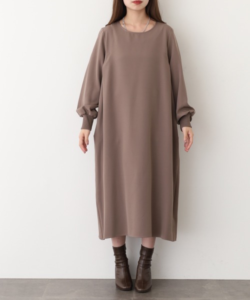EGLANTINE(エグランティーヌ)の「EGLANTINE ワンピース 長袖(ワンピース・レディース・ブラック/ダークブラウン/ローズ/モカ・40)」の9枚目の写真