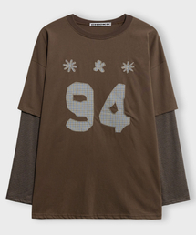 CHICKS（チックス）の「ナインティフォー アプリケ 半袖レイヤードT ブラウン（Tシャツ/カットソー）」