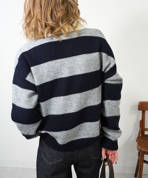 gossara(ゴサラ)の「ラガーボーダーTOPS(ニット/セーター・レディース・ワイン/ブラウン/ネイビー・FREE)」の13枚目の写真