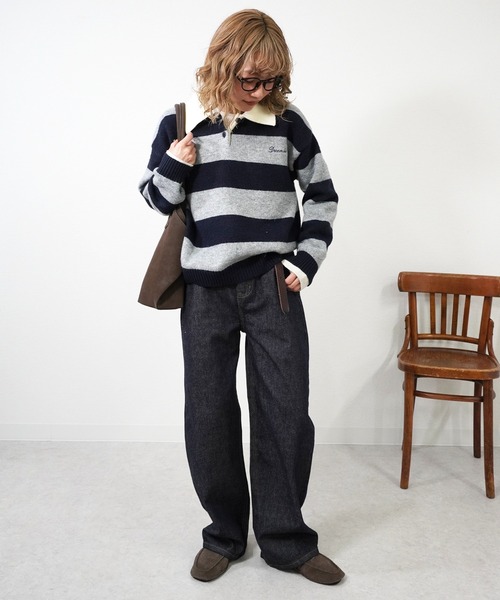 gossara(ゴサラ)の「ラガーボーダーTOPS(ニット/セーター・レディース・ワイン/ブラウン/ネイビー・FREE)」の19枚目の写真