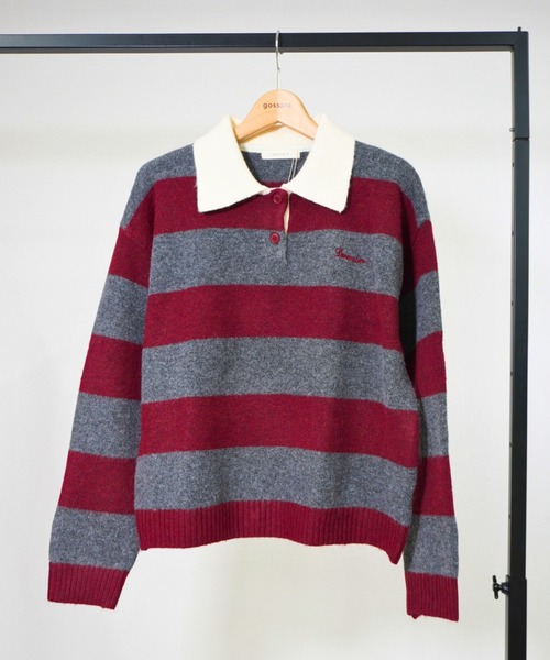 gossara(ゴサラ)の「ラガーボーダーTOPS(ニット/セーター・レディース・ワイン/ブラウン/ネイビー・FREE)」の21枚目の写真