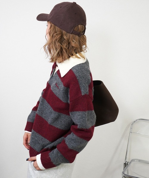 gossara(ゴサラ)の「ラガーボーダーTOPS(ニット/セーター・レディース・ワイン/ブラウン/ネイビー・FREE)」の14枚目の写真