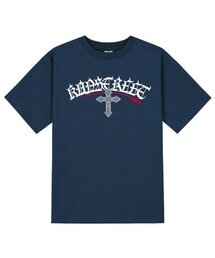 KTN0162 レタリングクロスガット半袖Tシャツ - ネイビー