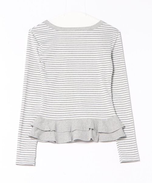 Chiina(チーナ)の「Chiina /ボーダー フリルレイヤード長袖トップス(カーディガン/ボレロ・レディース・ブラック/チャコールグレー/グレー・FREE)」の8枚目の写真