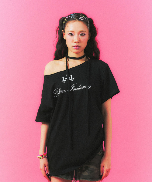 SCHISM INDUCING（スキズムインデューシング）の「CROSS STRING T SHIRT BLACK（Tシャツ/カットソー・レディース・その他・OS）」の7枚目の写真