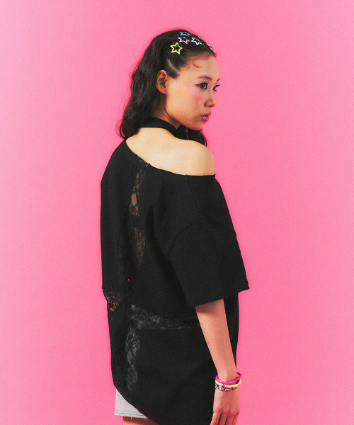 SCHISM INDUCING（スキズムインデューシング）の「CROSS STRING T SHIRT BLACK（Tシャツ/カットソー・レディース・その他・OS）」の8枚目の写真