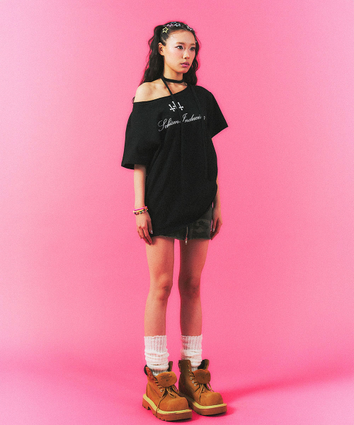 SCHISM INDUCING（スキズムインデューシング）の「CROSS STRING T SHIRT BLACK（Tシャツ/カットソー・レディース・その他・OS）」の10枚目の写真