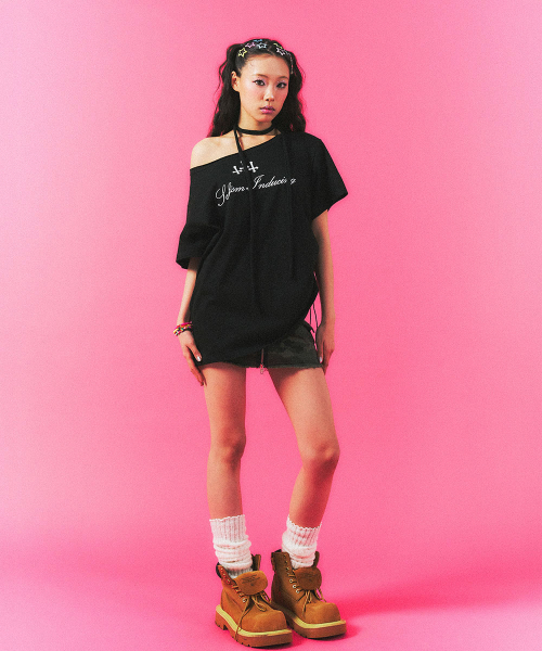 SCHISM INDUCING（スキズムインデューシング）の「CROSS STRING T SHIRT BLACK（Tシャツ/カットソー・レディース・その他・OS）」の12枚目の写真