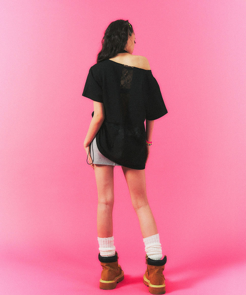 SCHISM INDUCING（スキズムインデューシング）の「CROSS STRING T SHIRT BLACK（Tシャツ/カットソー・レディース・その他・OS）」の13枚目の写真