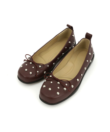 ASURA（アスラ）の「STUD BOW FLAT SHOES (BURGUNDY)（バレエシューズ）」