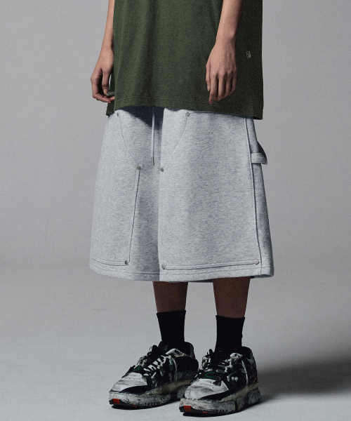 Stud Carpenter Bermuda Sweat Shorts - Grey