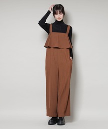 NANO universe（ナノユニバース）の「フロントフリルサロパットパンツ（サロペット/オーバーオール・レディース）」