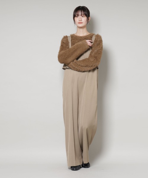 NANO universe（ナノユニバース）の「フロントフリルサロパットパンツ（サロペット/オーバーオール・レディース・ブラウン/ベージュ/ネイビー・FREE）」の7枚目の写真