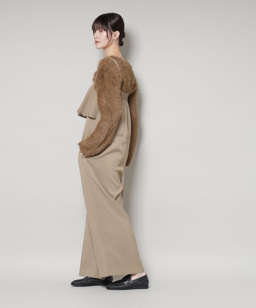 NANO universe（ナノユニバース）の「フロントフリルサロパットパンツ（サロペット/オーバーオール・レディース・ブラウン/ベージュ/ネイビー・FREE）」の8枚目の写真