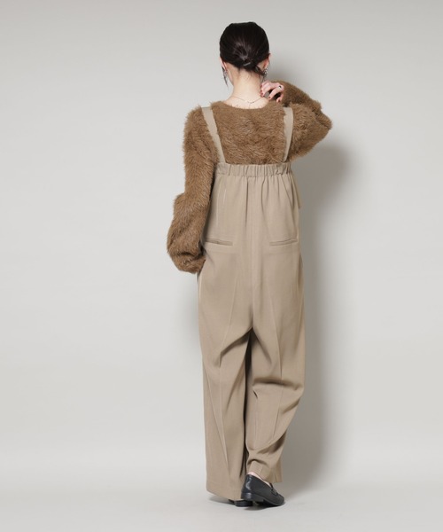 NANO universe（ナノユニバース）の「フロントフリルサロパットパンツ（サロペット/オーバーオール・レディース・ブラウン/ベージュ/ネイビー・FREE）」の9枚目の写真