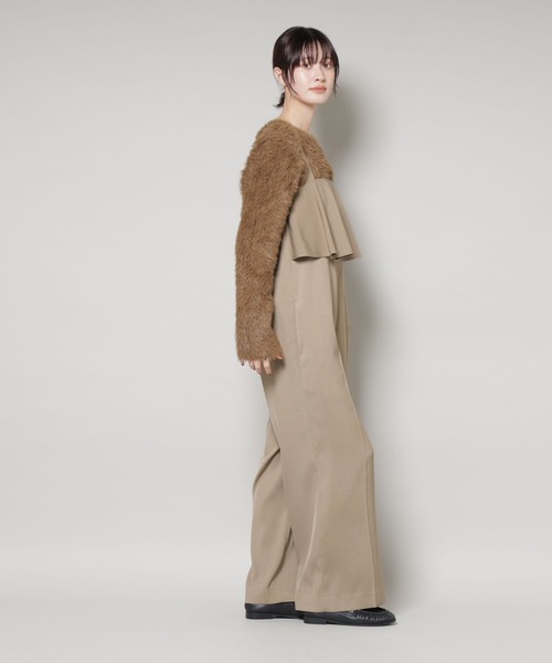 NANO universe（ナノユニバース）の「フロントフリルサロパットパンツ（サロペット/オーバーオール・レディース・ブラウン/ベージュ/ネイビー・FREE）」の10枚目の写真