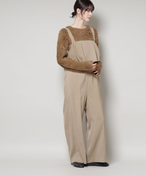 NANO universe（ナノユニバース）の「フロントフリルサロパットパンツ（サロペット/オーバーオール・レディース・ブラウン/ベージュ/ネイビー・FREE）」の11枚目の写真