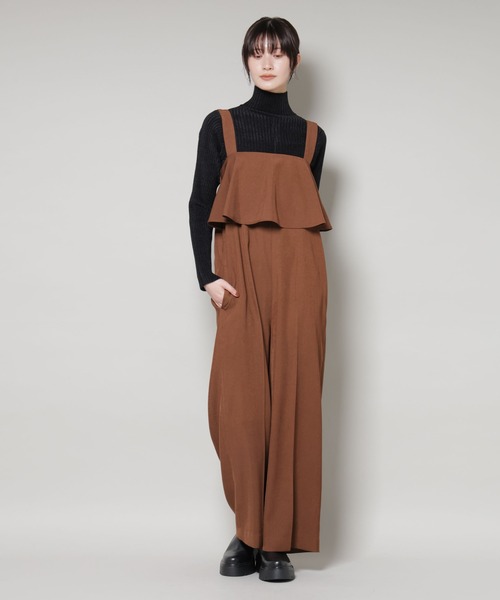 NANO universe（ナノユニバース）の「フロントフリルサロパットパンツ（サロペット/オーバーオール・レディース・ブラウン/ベージュ/ネイビー・FREE）」の12枚目の写真