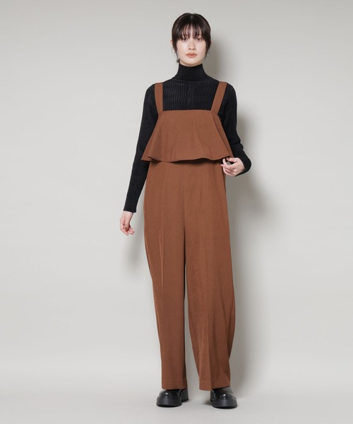 NANO universe（ナノユニバース）の「フロントフリルサロパットパンツ（サロペット/オーバーオール・レディース・ブラウン/ベージュ/ネイビー・FREE）」の13枚目の写真