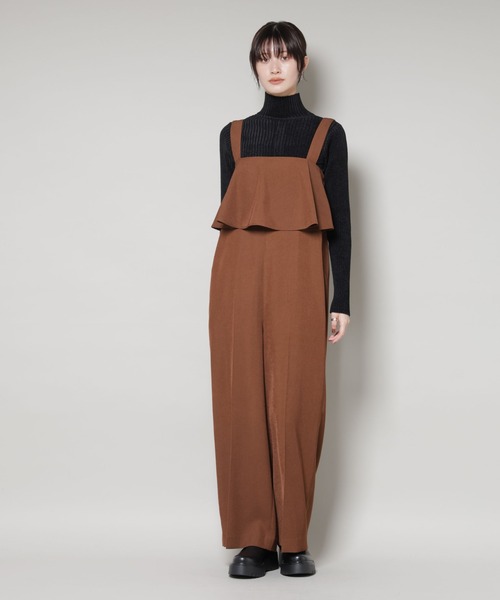 NANO universe（ナノユニバース）の「フロントフリルサロパットパンツ（サロペット/オーバーオール・レディース・ブラウン/ベージュ/ネイビー・FREE）」の15枚目の写真