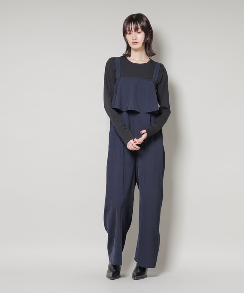 NANO universe（ナノユニバース）の「フロントフリルサロパットパンツ（サロペット/オーバーオール・レディース・ブラウン/ベージュ/ネイビー・FREE）」の21枚目の写真