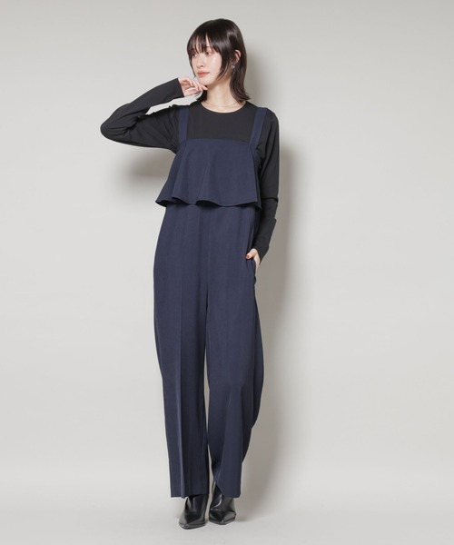 NANO universe（ナノユニバース）の「フロントフリルサロパットパンツ（サロペット/オーバーオール・レディース・ブラウン/ベージュ/ネイビー・FREE）」の22枚目の写真