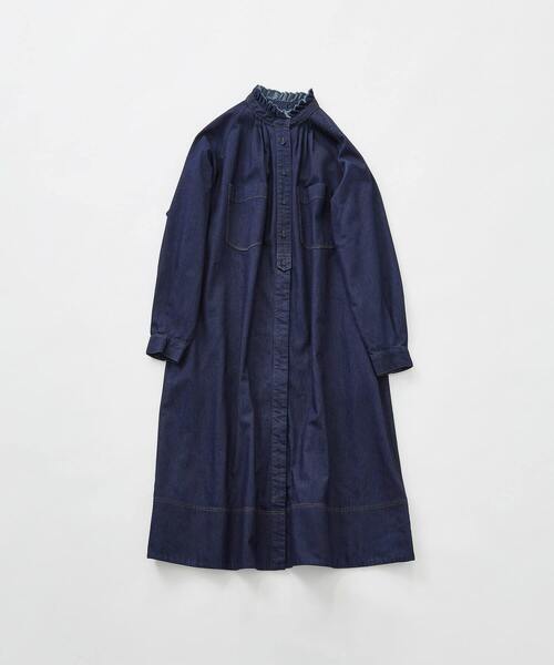 conges payes ADIEU TRISTESSE（コンジェ ペイエ アデュートリステス）の「【1月お気に入り登録ブランド内2位】フリルカラーデニムワンピース（ワンピース・レディース・インディゴブルー/ライトインディゴブルー・38）」の2枚目の写真