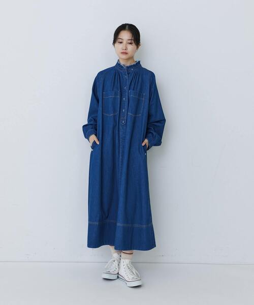 conges payes ADIEU TRISTESSE（コンジェ ペイエ アデュートリステス）の「【1月お気に入り登録ブランド内2位】フリルカラーデニムワンピース（ワンピース・レディース・インディゴブルー/ライトインディゴブルー・38）」の17枚目の写真