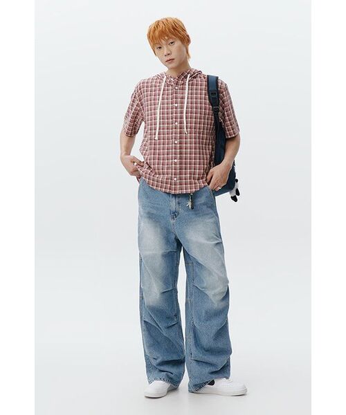 SECONDMONO（セカンドモノローグ）の「Roll-up Button Hooded Check Half Shirt [BURGUNDY]_SESH013BURGUNDY（シャツ/ブラウス・レディース・その他・SMALL/MEDIUM/X-SMALL）」の18枚目の写真