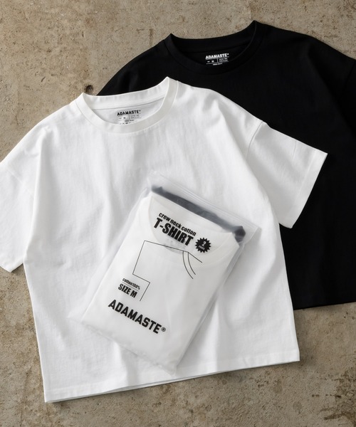 ADAMASTE(アダマスト)の「Original Crew Neck Pack T-shirts - オリジナルクルーネックパックTシャツ【2枚組】【短丈】(Tシャツ/カットソー・メンズ・ホワイト×ブラック/ブラック/ホワイト・SMALL/MEDIUM/LARGE)」の1枚目の写真