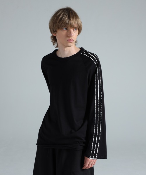 Y-3(ワイスリー)の「Y-3 RAW EDGE 3 STRIPES LONG SLEEVE TEE(Tシャツ/カットソー・メンズ・ブラック・XX-SMALL/X-SMALL/SMALL/MEDIUM/LARGE/X-LARGE/XX-LARGE)」の7枚目の写真