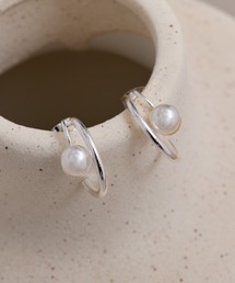 パールダブルフープピアス