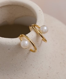 パールダブルフープピアス
