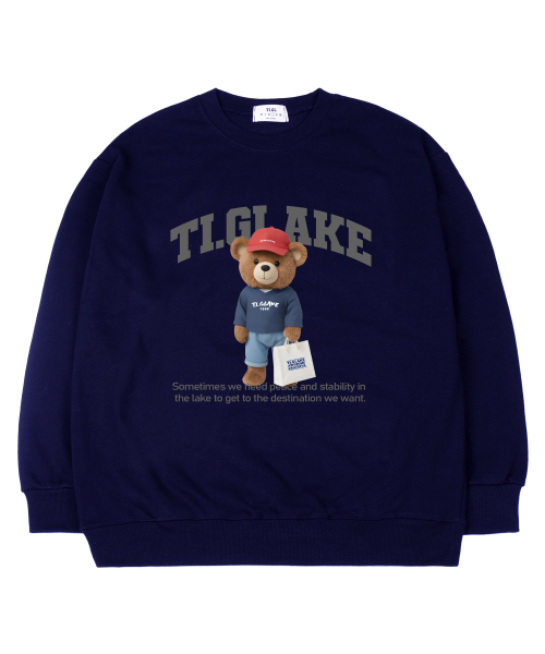 TI.GLAKE(ティーグレイク)の「ショッピングベア オーバーサイズ スウェットシャツ ネイビー(スウェット・レディース・その他・MEDIUM/LARGE/X-LARGE/XX-LARGE)」の1枚目の写真