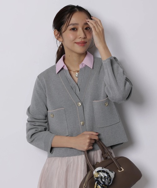 シャツカラーVネックアンサンブル（ニット/セーター）｜JUSGLITTY