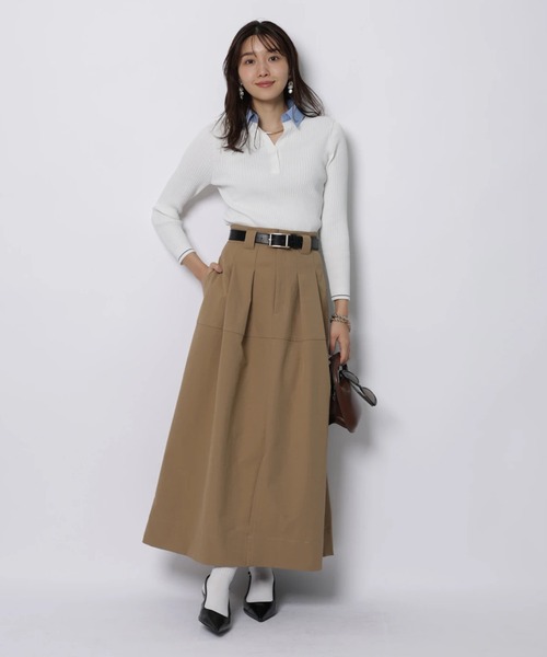 JUSGLITTY(ジャスグリッティー)の「シャツカラーVネックアンサンブル(ニット/セーター・レディース・ホワイト/ネイビー/グレー・2)」の13枚目の写真