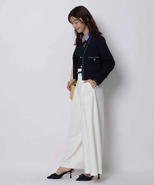 JUSGLITTY(ジャスグリッティー)の「シャツカラーVネックアンサンブル(ニット/セーター・レディース・ホワイト/ネイビー/グレー・2)」の18枚目の写真