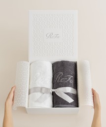 MTG（エムティージー）の「リファ バスタオル2枚セット  (ホワイト & ダークグレー)（ボディケアキット/ギフトセット）」