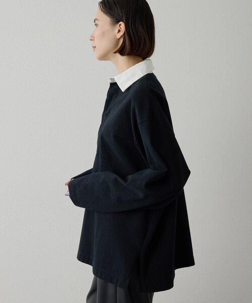 Whim Gazette（ウィムガゼット）の「刺繍ラガーシャツ（Tシャツ/カットソー・レディース・ベージュ/ブラック・FREE）」の15枚目の写真