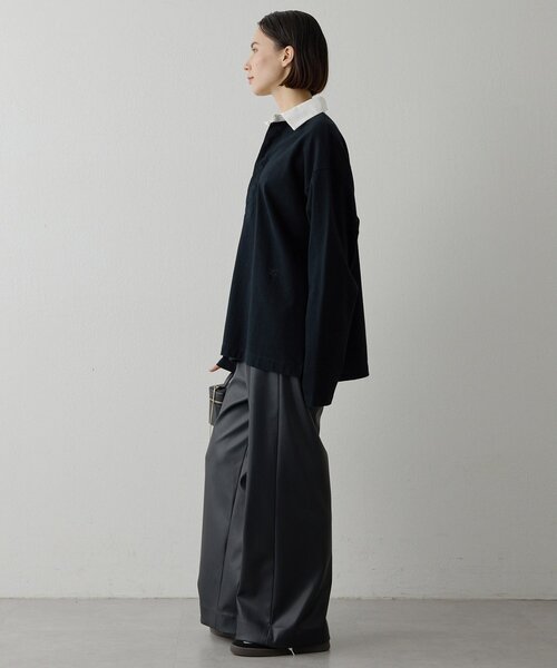 Whim Gazette（ウィムガゼット）の「刺繍ラガーシャツ（Tシャツ/カットソー・レディース・ベージュ/ブラック・FREE）」の16枚目の写真