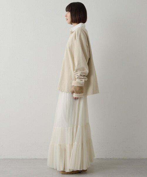 Whim Gazette（ウィムガゼット）の「刺繍ラガーシャツ（Tシャツ/カットソー・レディース・ベージュ/ブラック・FREE）」の6枚目の写真