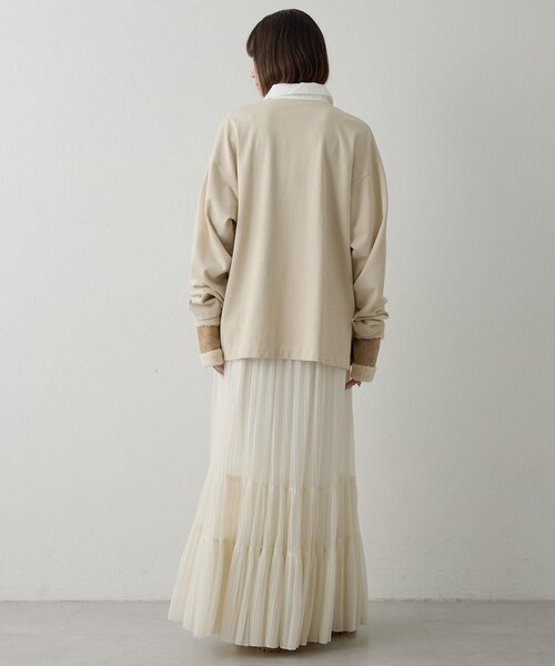 Whim Gazette（ウィムガゼット）の「刺繍ラガーシャツ（Tシャツ/カットソー・レディース・ベージュ/ブラック・FREE）」の7枚目の写真