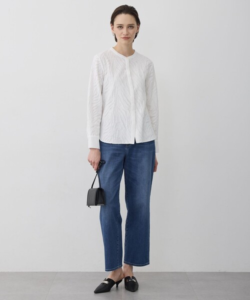 カットジャガードジャージー デザイントップス（Tシャツ/カットソー