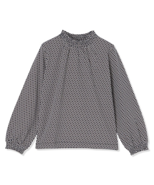 Petit Honfleur(プチオンフルール)の「【ブラウス見えするカットソー】幾何学柄シャーリングプルオーバー(Tシャツ/カットソー・レディース・ネイビー/ブラウン/アイボリー・M/L)」の13枚目の写真