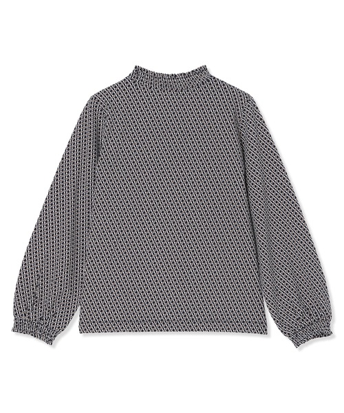 Petit Honfleur(プチオンフルール)の「【ブラウス見えするカットソー】幾何学柄シャーリングプルオーバー(Tシャツ/カットソー・レディース・ネイビー/ブラウン/アイボリー・M/L)」の14枚目の写真